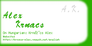 alex krnacs business card